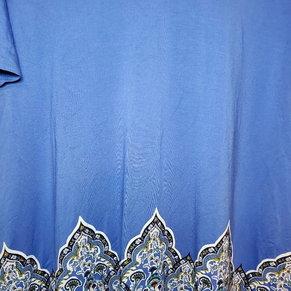 J. Jill Wearever Collection Blue Paisley A-Line Dress Flutter Sleeves Sz L - Picture 4 of 10